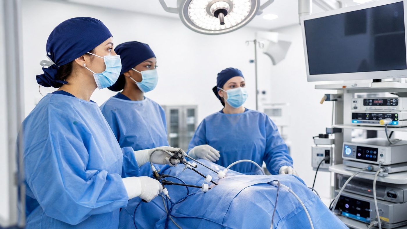 Laparoscopic gynae surgery in a modern operation theatre